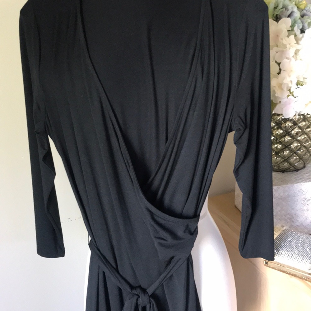Talbots black Long sleeve black wrap Front dress - Picture 2 of 4